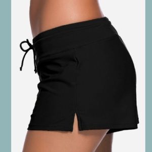 Side slit drawstring swim shorts